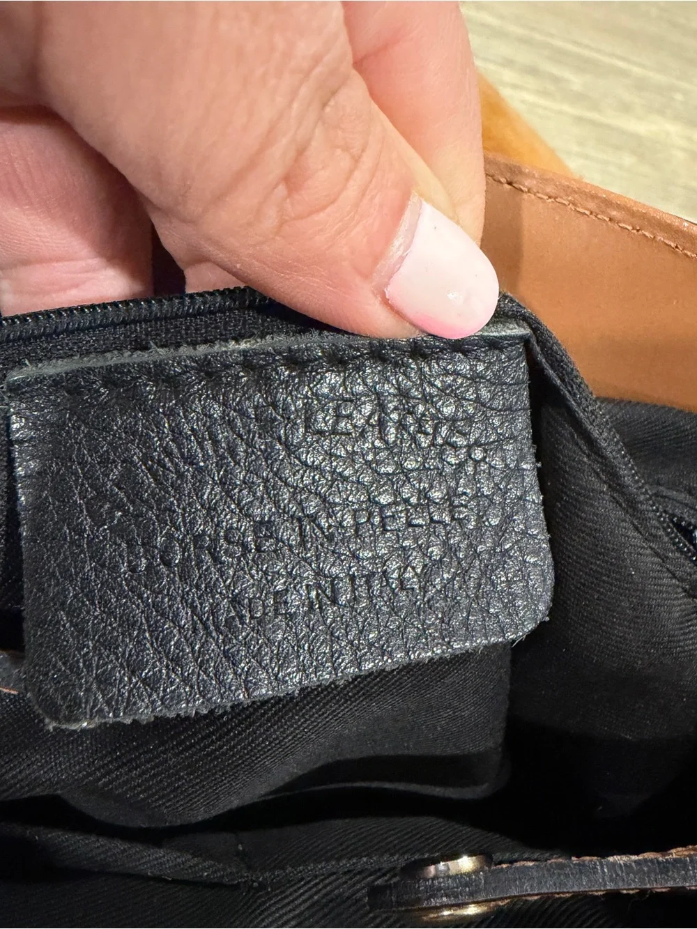 Stylish Tan Leather & Suede Top-Handle Bag